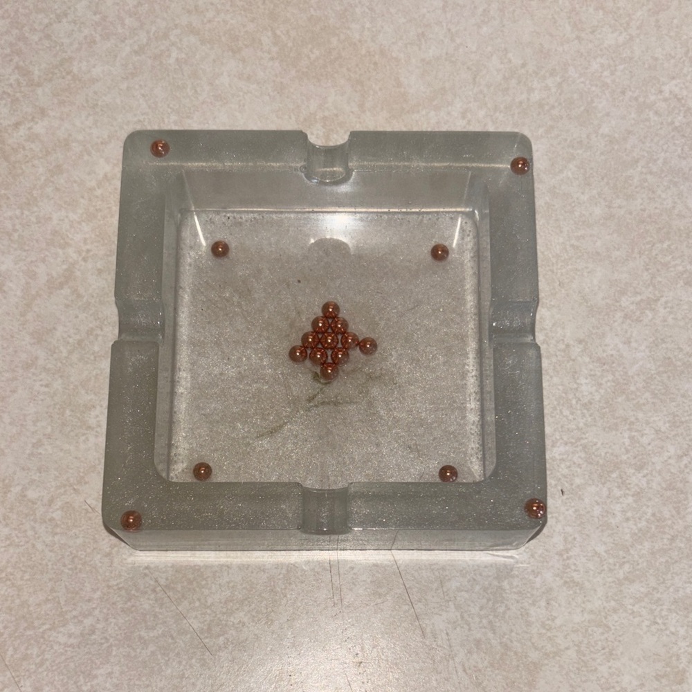 Clear Square Ashtray with Brown Accents
